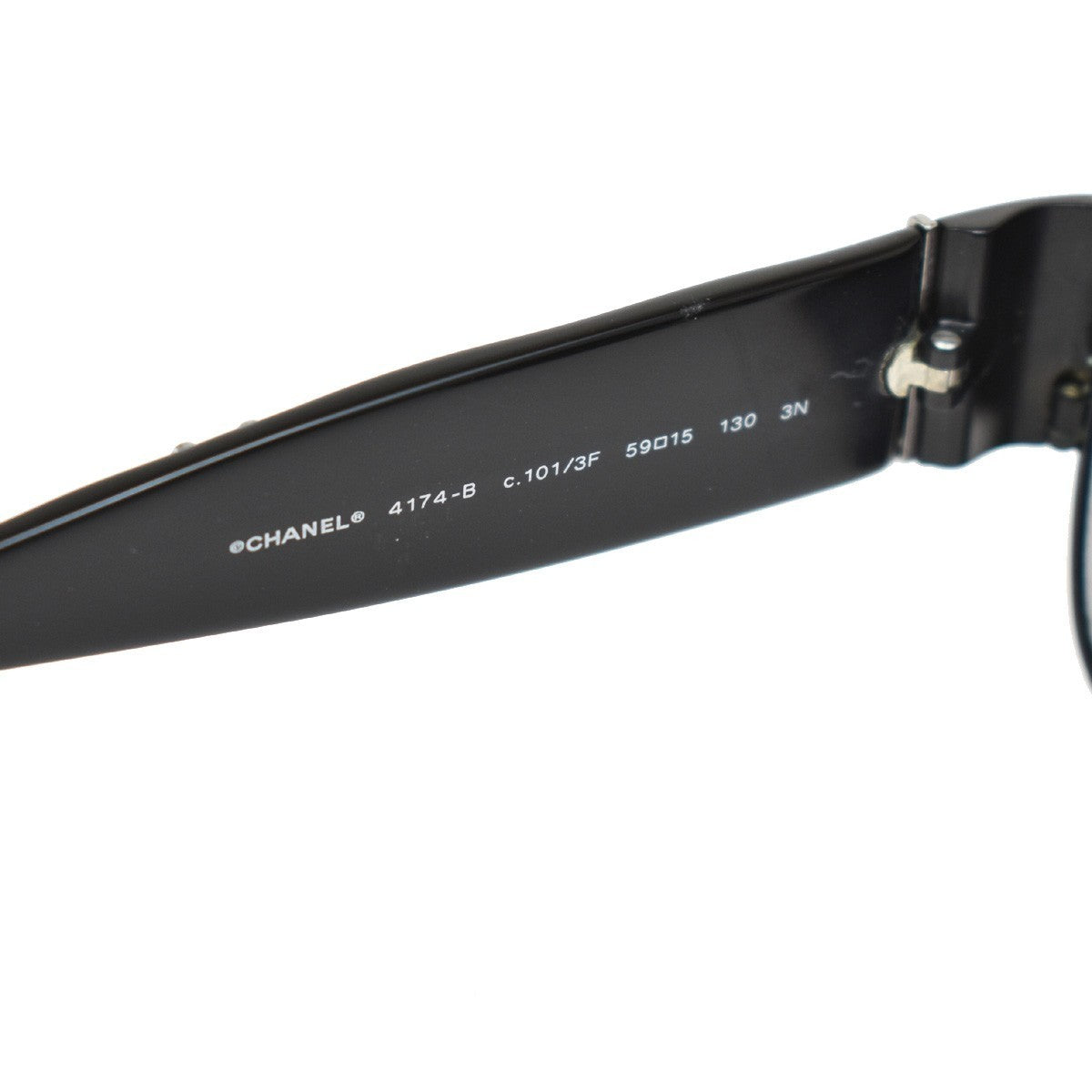 CHANEL CC Logo Sunglasses Eye Wear Rhinestone Plastic Black 4174-B 05RL311