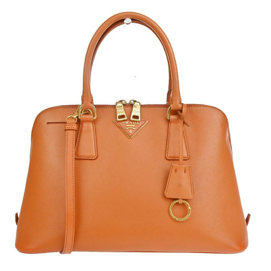 PRADA MILANO 2Way Shoulder Hand Bag Saffiano Leather Orange Gold Italy 25HB841