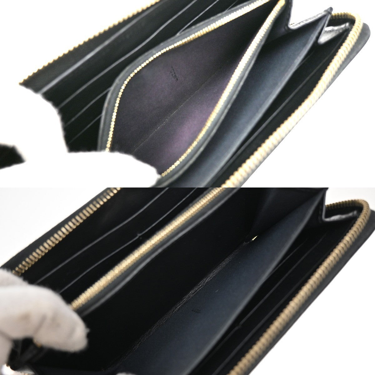 FENDI Logo F is Fendi Zipper Long Around Wallet Leather Black Italy 61KP191