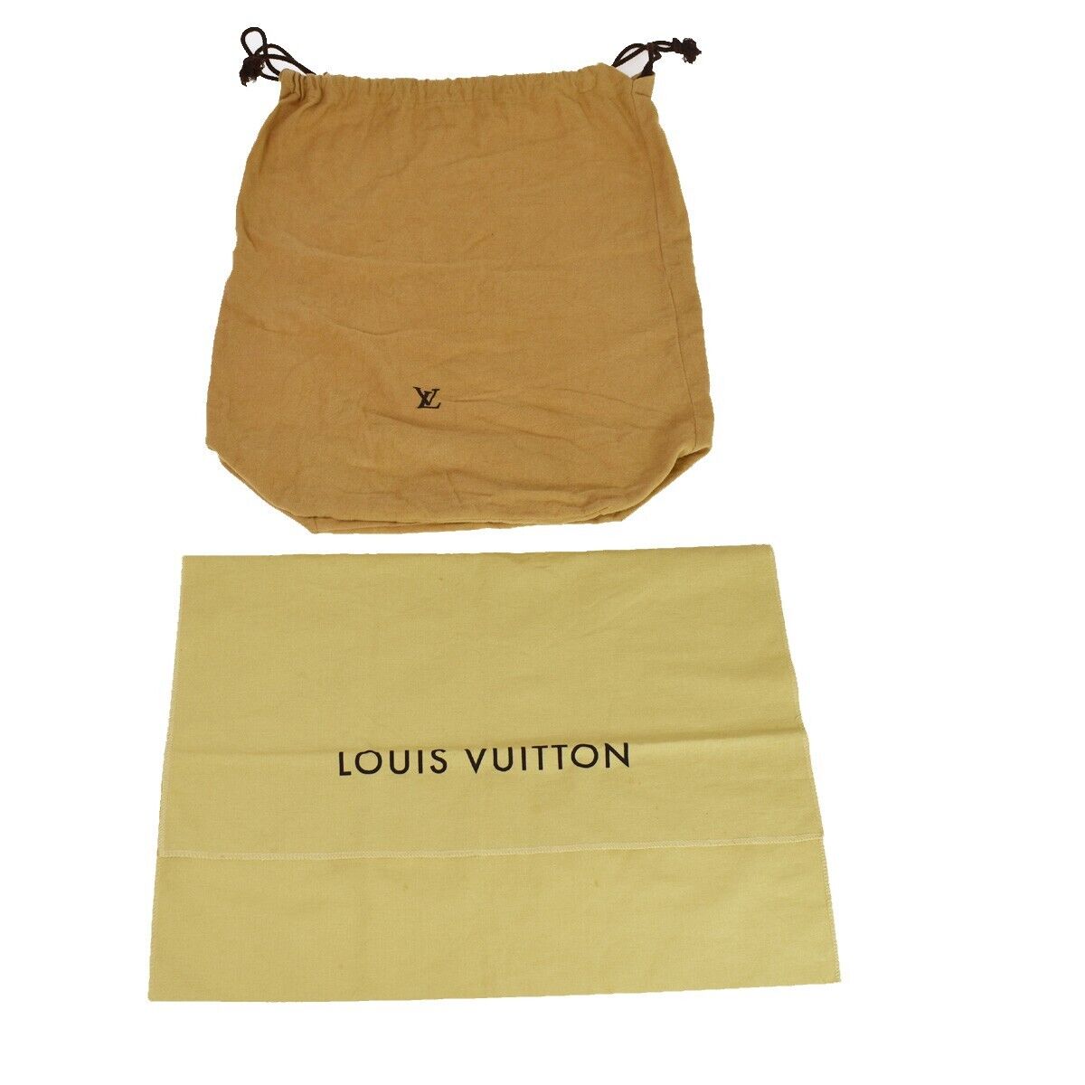 LOUIS VUITTON Logo 10 Set Dust Bag Drawstring Canvas Cotton Beige Brown 02GA591