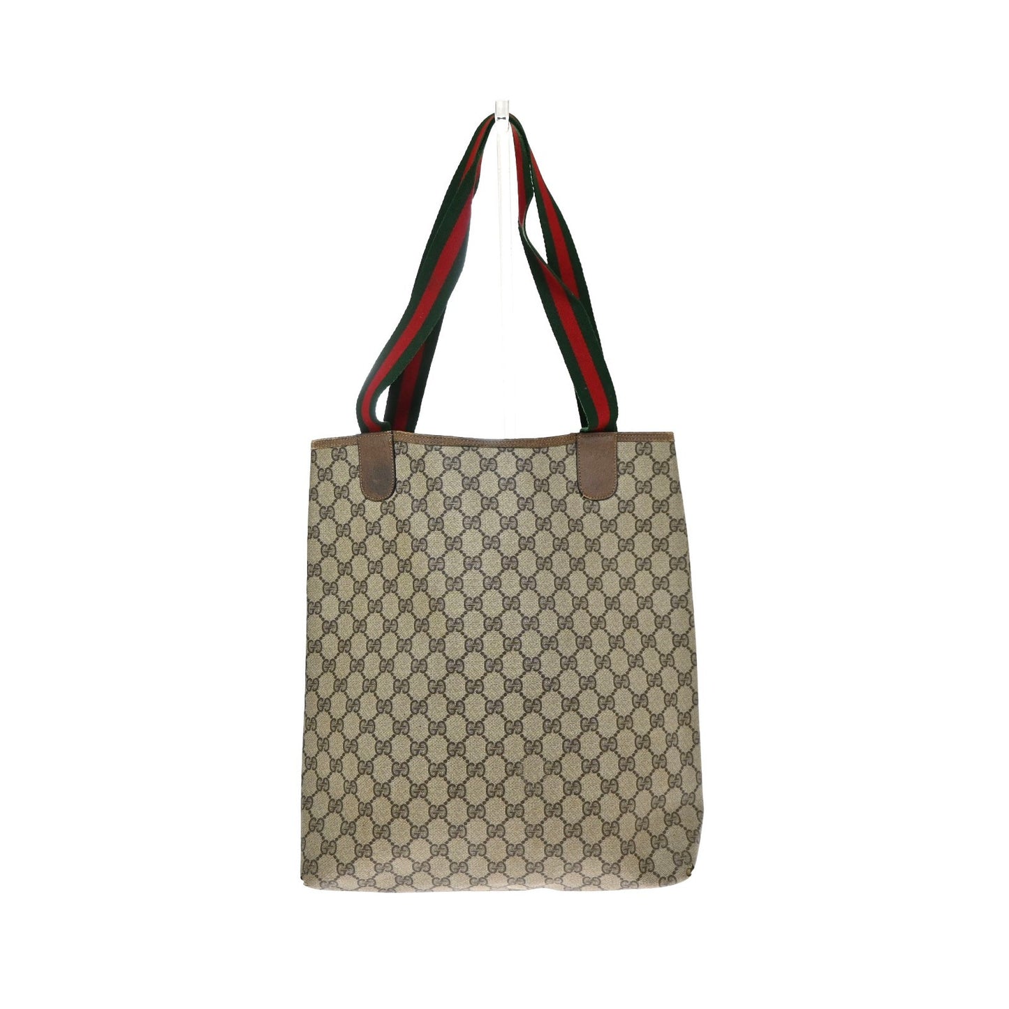 GUCCI Logo GG Pattern Sherry Shoulder Tote Bag PVC Leather Brown Italy 61KD126