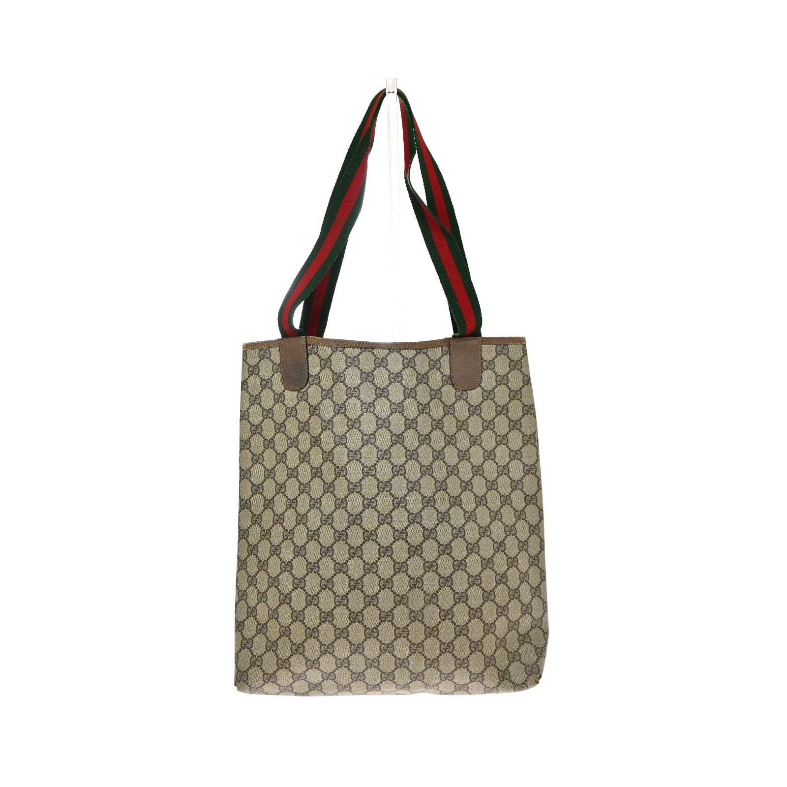 GUCCI Logo GG Pattern Sherry Shoulder Tote Bag PVC Leather Brown Italy 61KD126