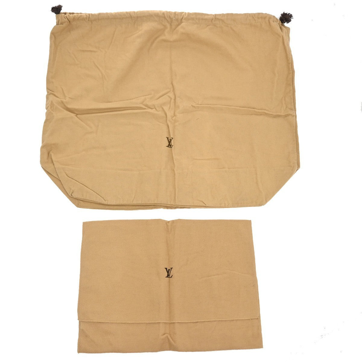 LOUIS VUITTON Logo 10 Set Dust Bag Drawstring Canvas Cotton Beige Brown 09KP042