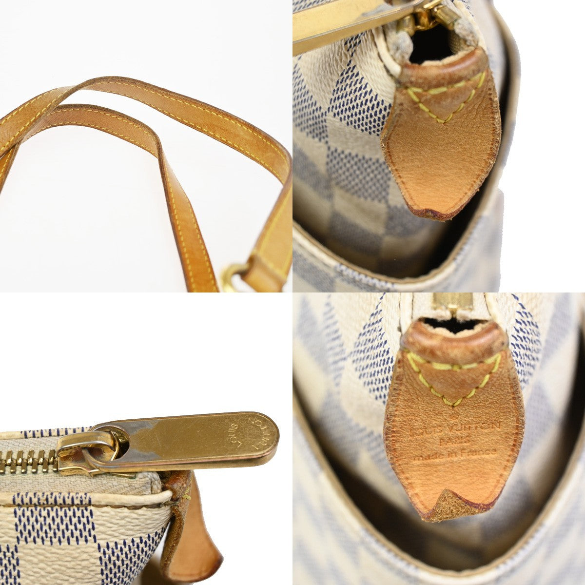 LOUIS VUITTON Totally PM Shoulder Bag Damier Azur Leather White N51261 72ZA257