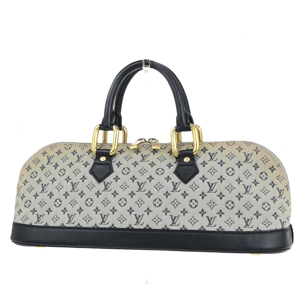LOUIS VUITTON Logo Alma Long Hand Bag Monogram Mini Canvas Blue M92205 31ED365