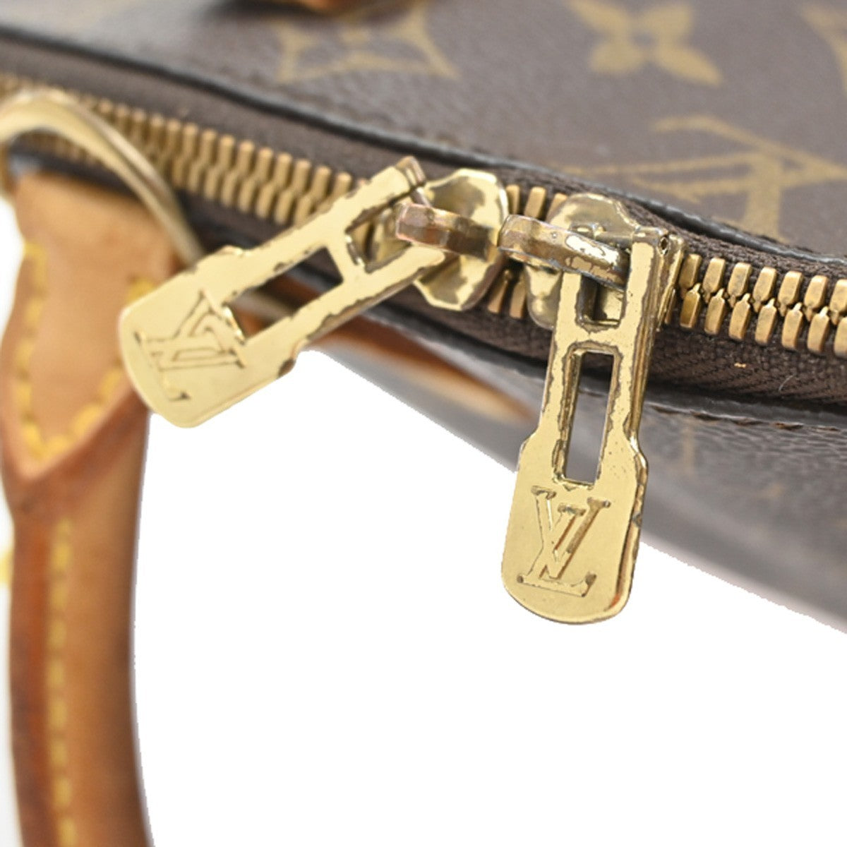 LOUIS VUITTON LV Logo Alma Hand Bag Monogram Leather Brown France M51130 83SA028