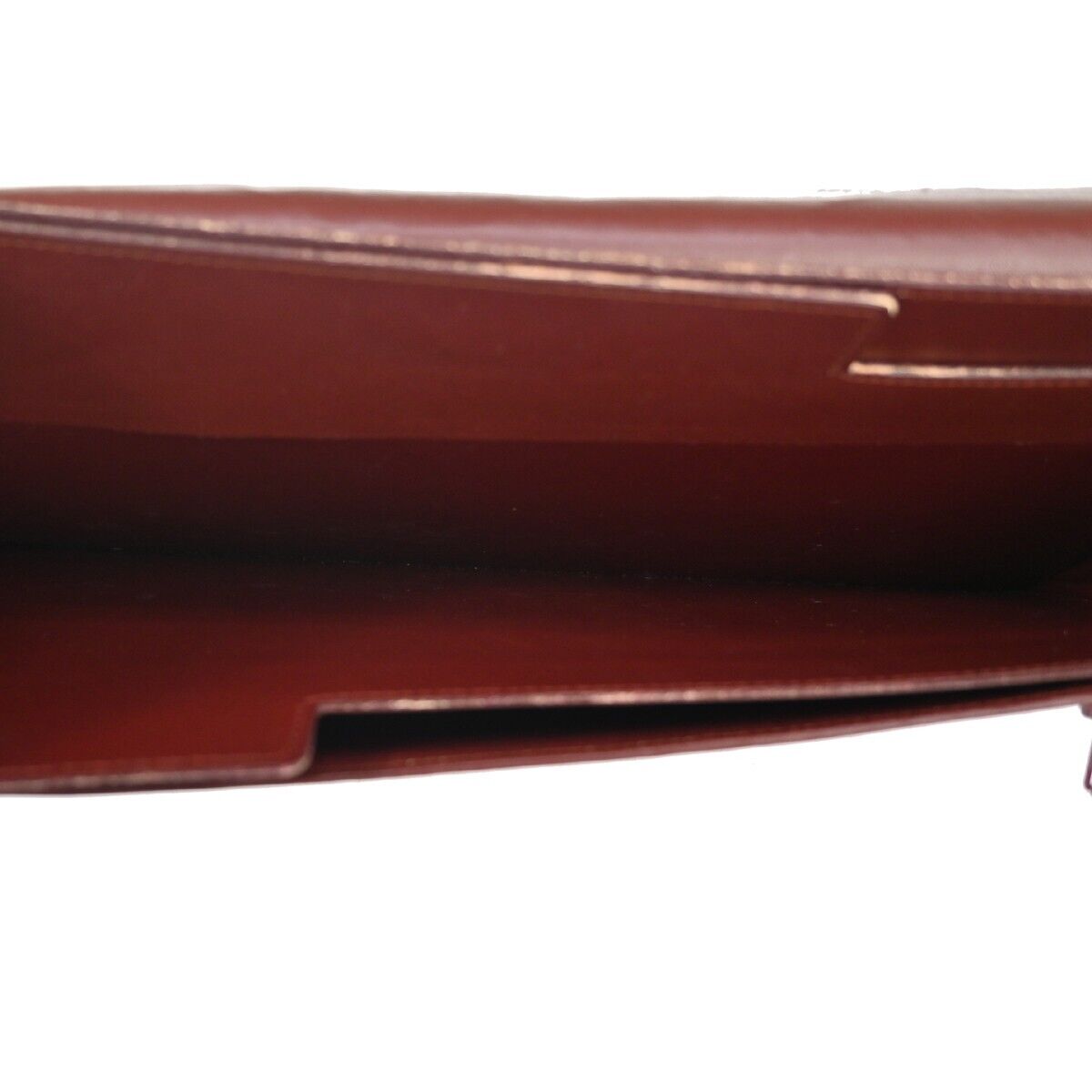 MUST DE CARTIER 2C Logo Wallet Clutch Hand Bag Leather Bordeaux Gold 09EA094