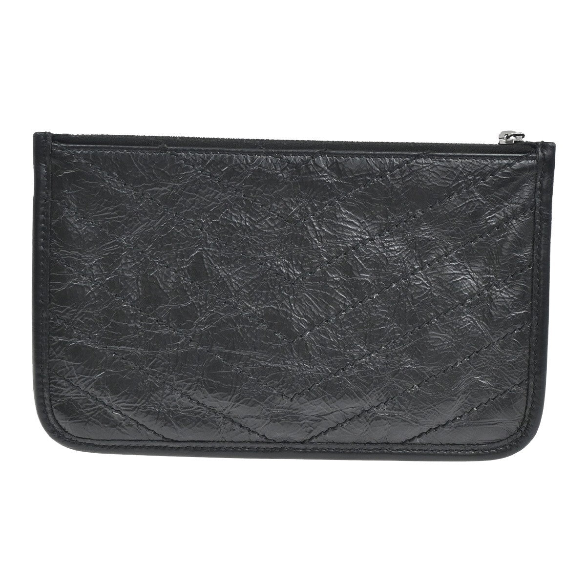 SAINT LAURENT YSL Logo Pouch Bag Leather Black SHW 69EE497