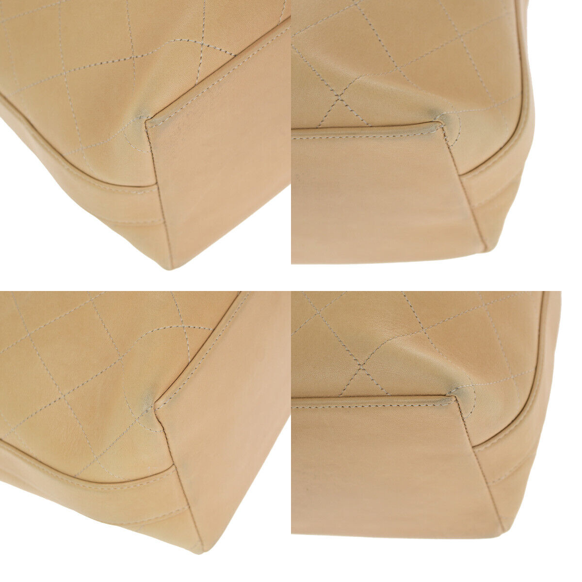 CHANEL CC Logo Matelasse 2Way Chain Shoulder Hand Bag Leather Beige GHW 386RJ961
