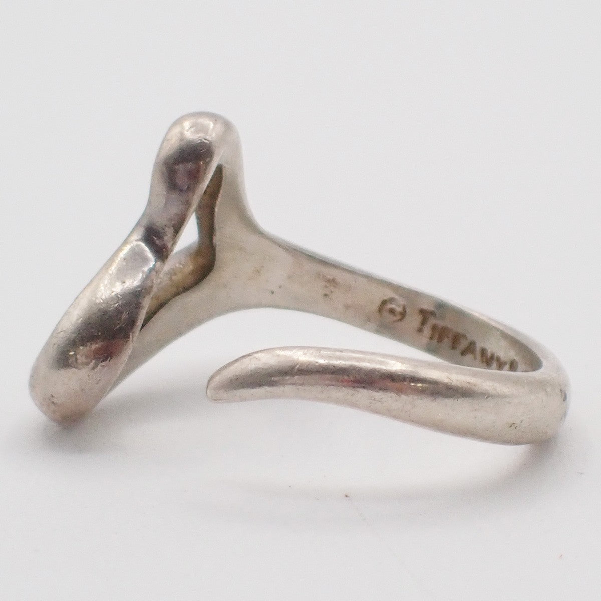 Tiffany & Co. Logo Elsa Peretti Open Heart Ring US6.5 Silver 925 01AA140