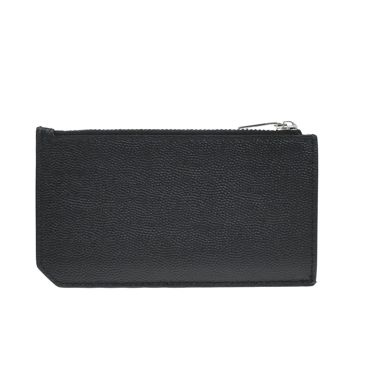 SAINT LAURENT Logo Compact Card Coin Case Wallet Leather Black Italy 60EF917