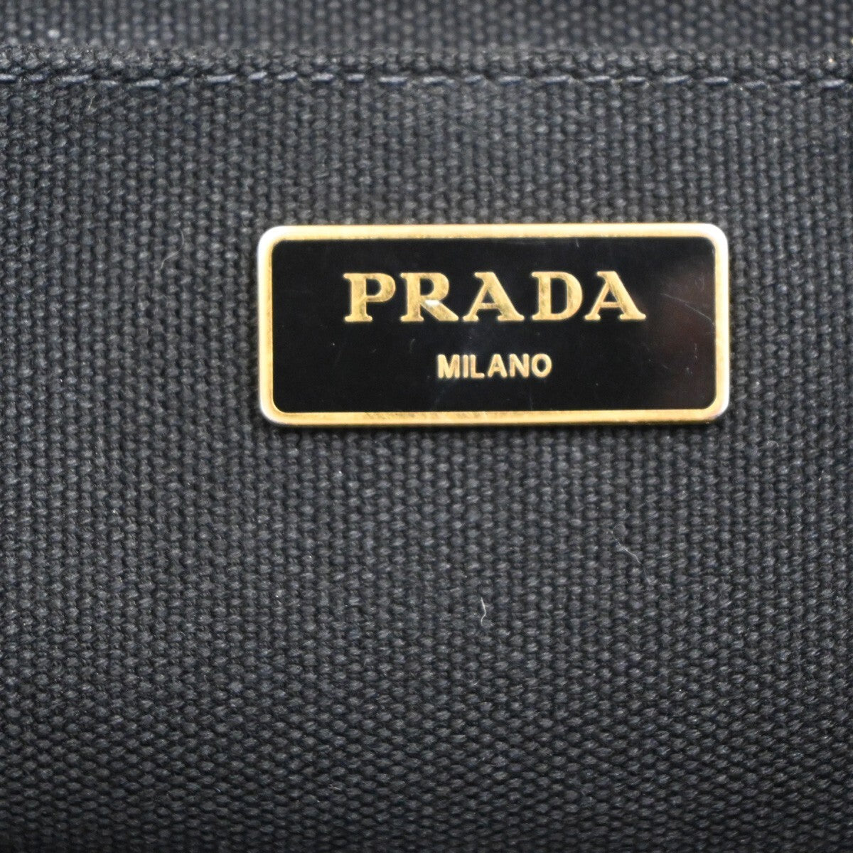 PRADA Logo Canapa 2Way Shoulder Hand Bag Canvas Leather Black GHW Italy 74EE291