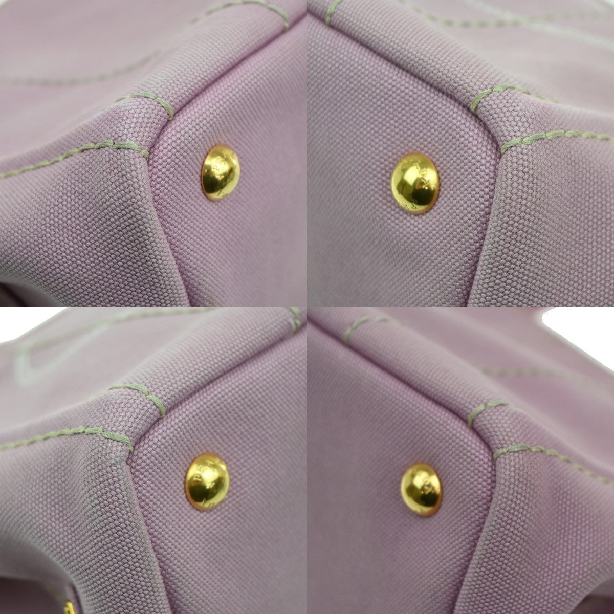 PRADA Logo CANAPA  Hand Tote Bag Canvas Lether Pink GHW Italy 76MA012