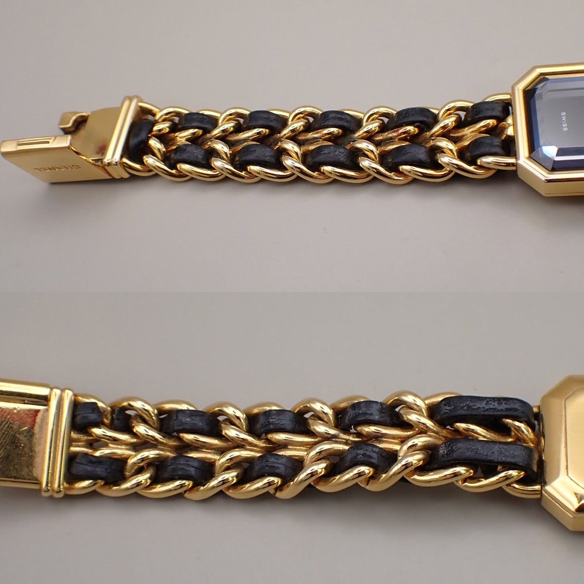CHANEL Logo Premiere Watch H0001  # L Quartz Gold Plated Leather GHW 690RK949