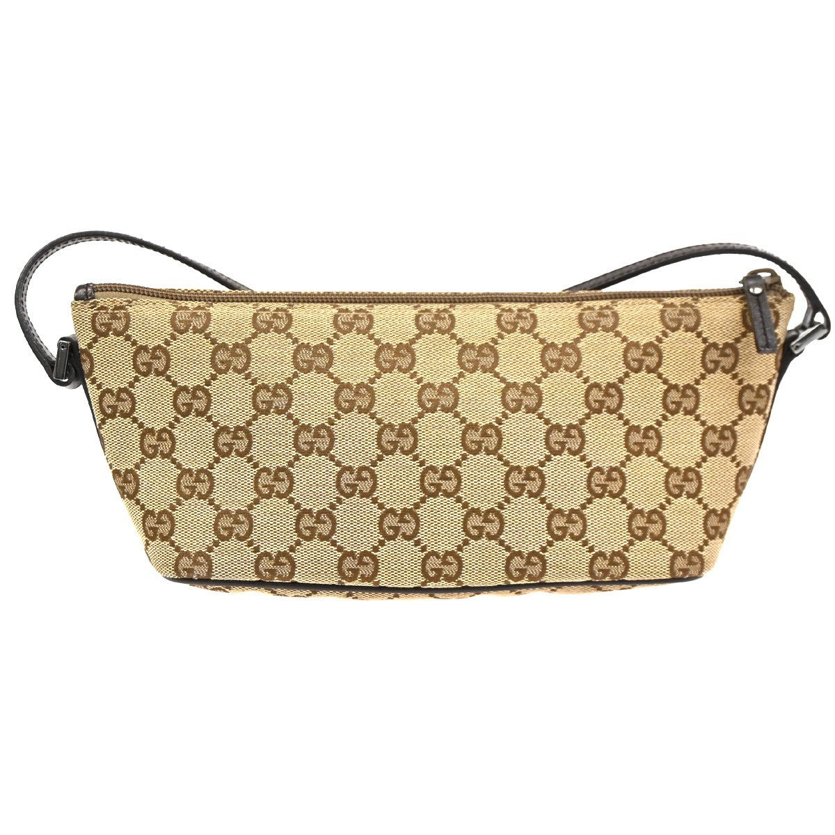 GUCCI Logo GG Pattern Hand Bag Canvas Leather Brown SHW Italy 65CA757
