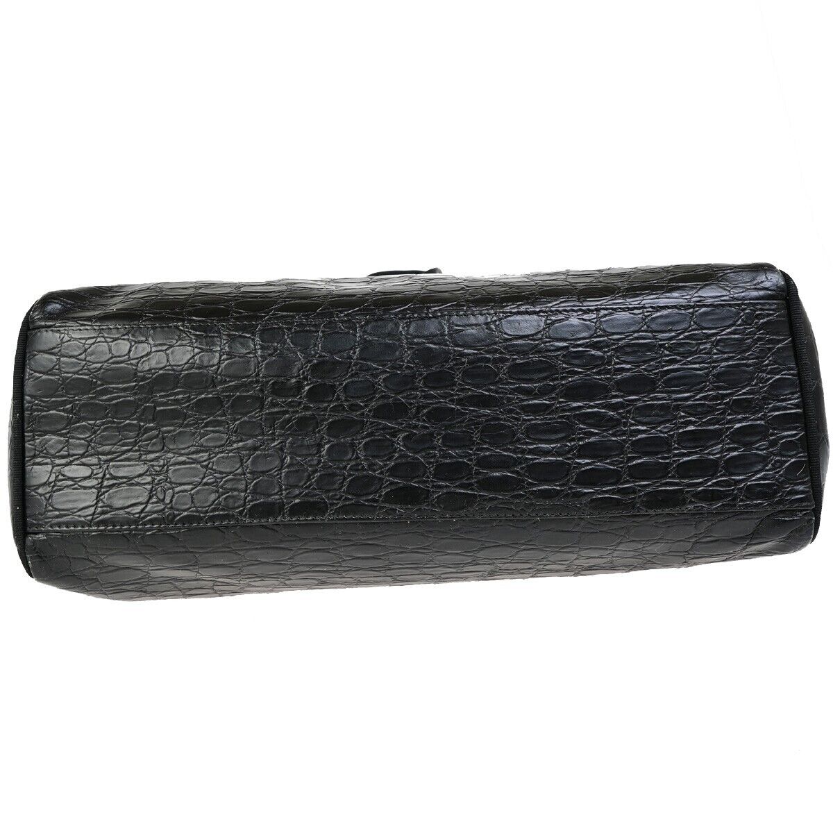 SALVATORE FERRAGAMO Vara Shoulder Bag Embossing Leather Black GHW Italy 68KA514