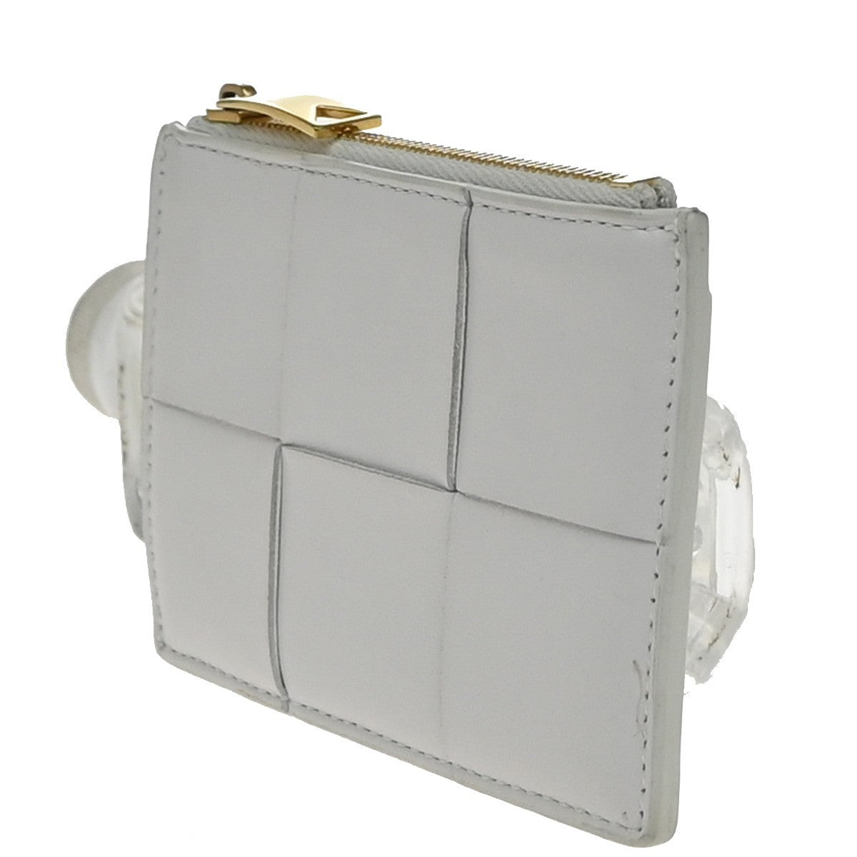 BOTTEGA VENETA Logo Cassette Intrecciato Compact Wallet Leather White 65EG128