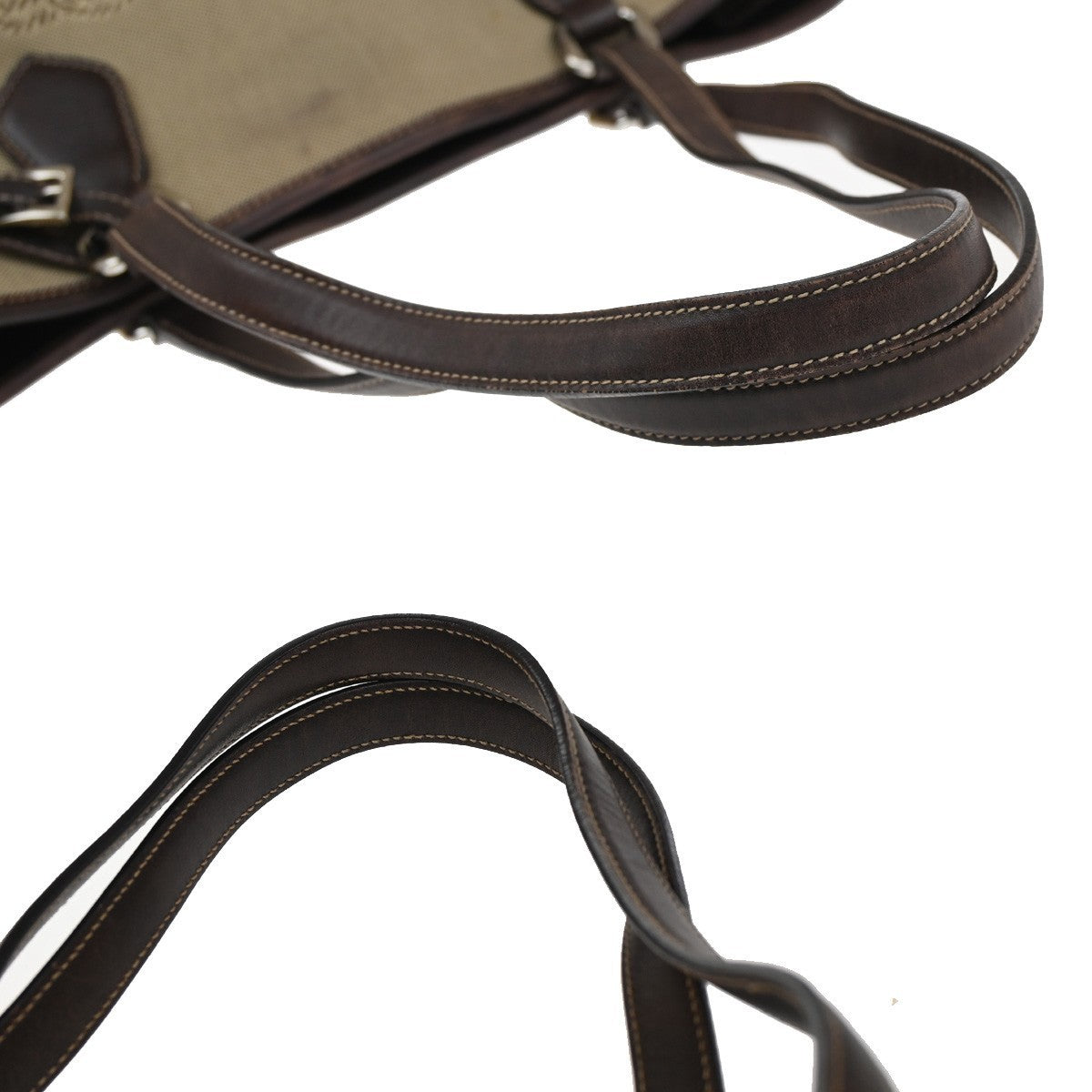 PRADA MILANO Logo Shoulder Bag Canvas Leather Brown Made in Italy 38KP156