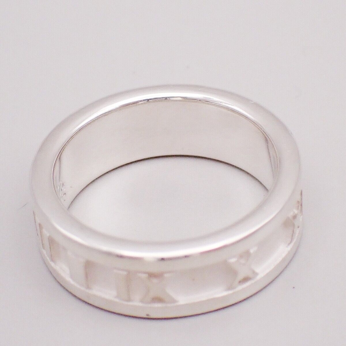 TIFFANY & CO. Logo Atlas Ring Size US 5 JP 9 Roman Numerals Silver 925 07YF245