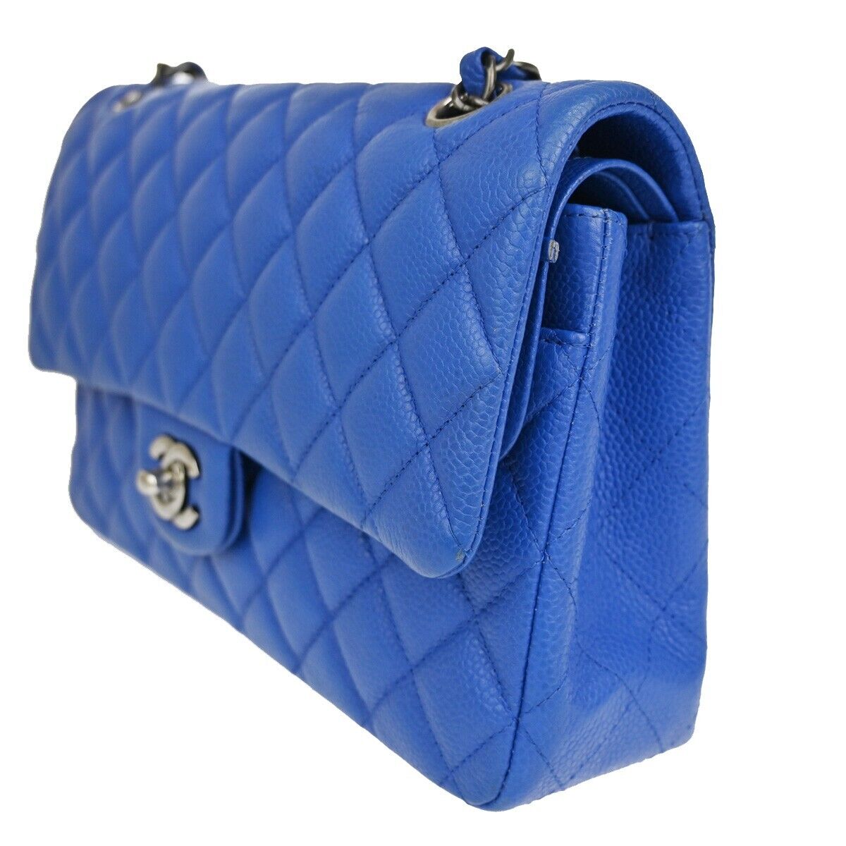 CHANEL CC Matelasse 25 Double Flap Chain Shoulder Bag Cavia Leather BE 990RJ356