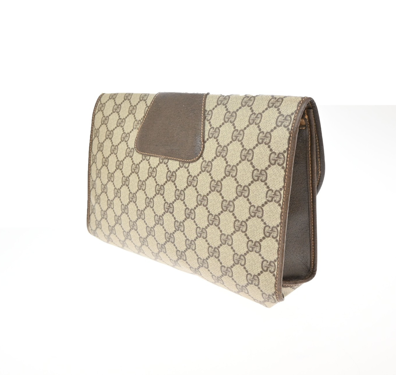 GUCCI GG Sherry Pattern Clutch Hand Bag PVC Leather Brown Italy 09KD128