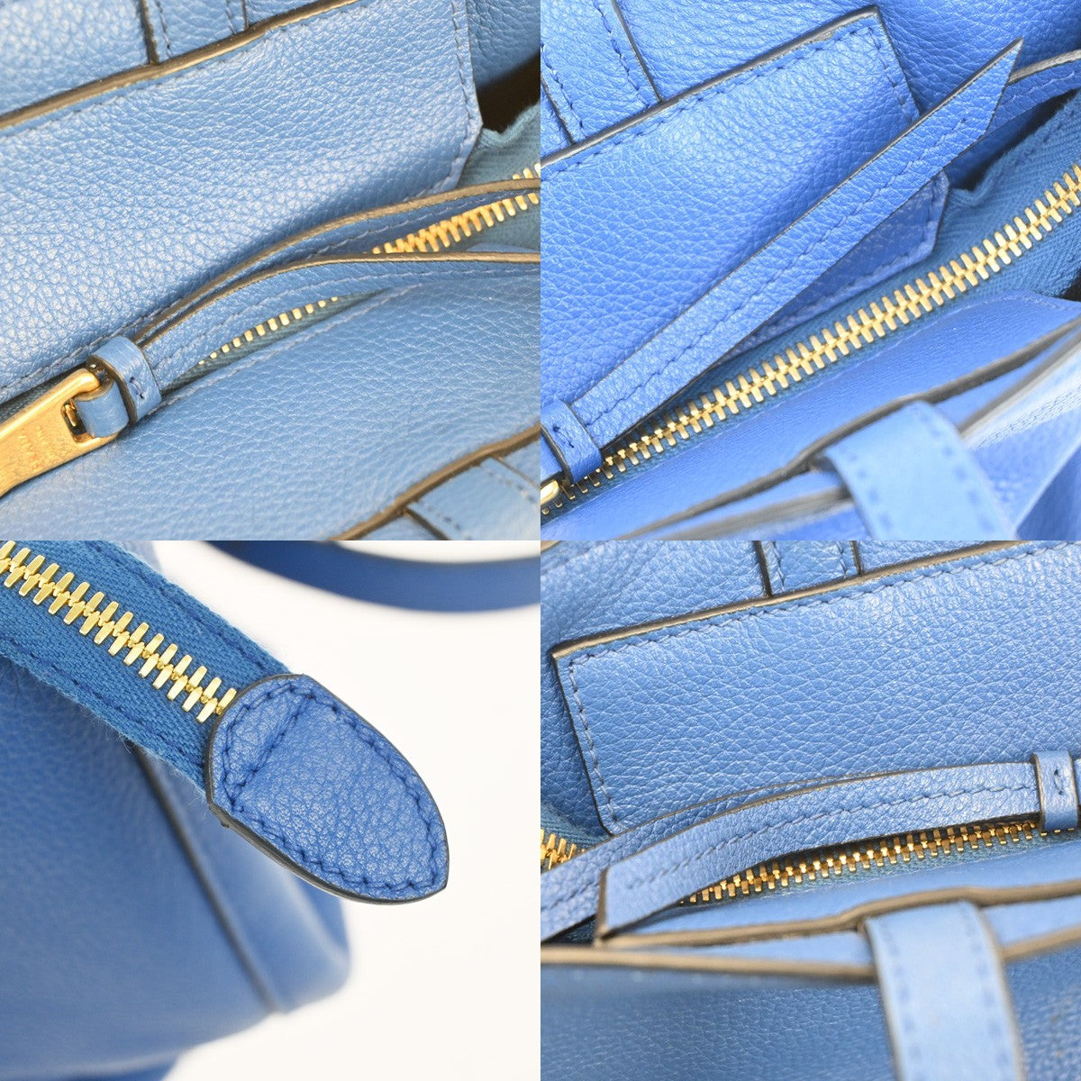 PRADA Logo Shoulder Hand Bag Vitello Daino Leather Blue GHW Italy 11MA501