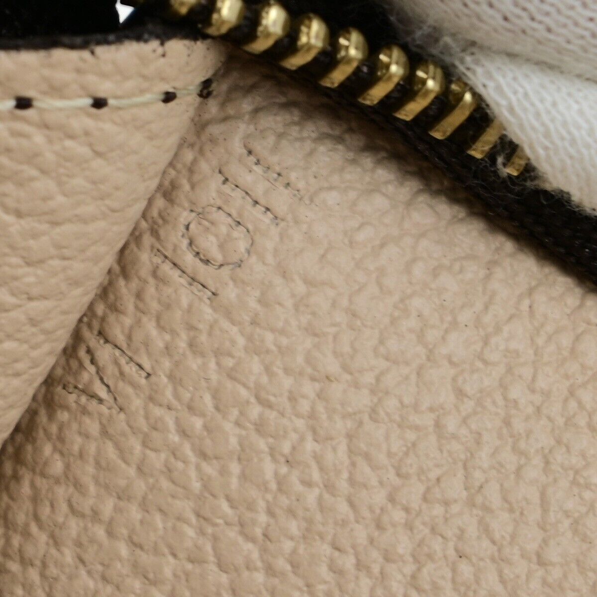 LOUIS VUITTON LV Logo Bucket PM Pouch Bag Monogram Leather Brown Gold 63ED255