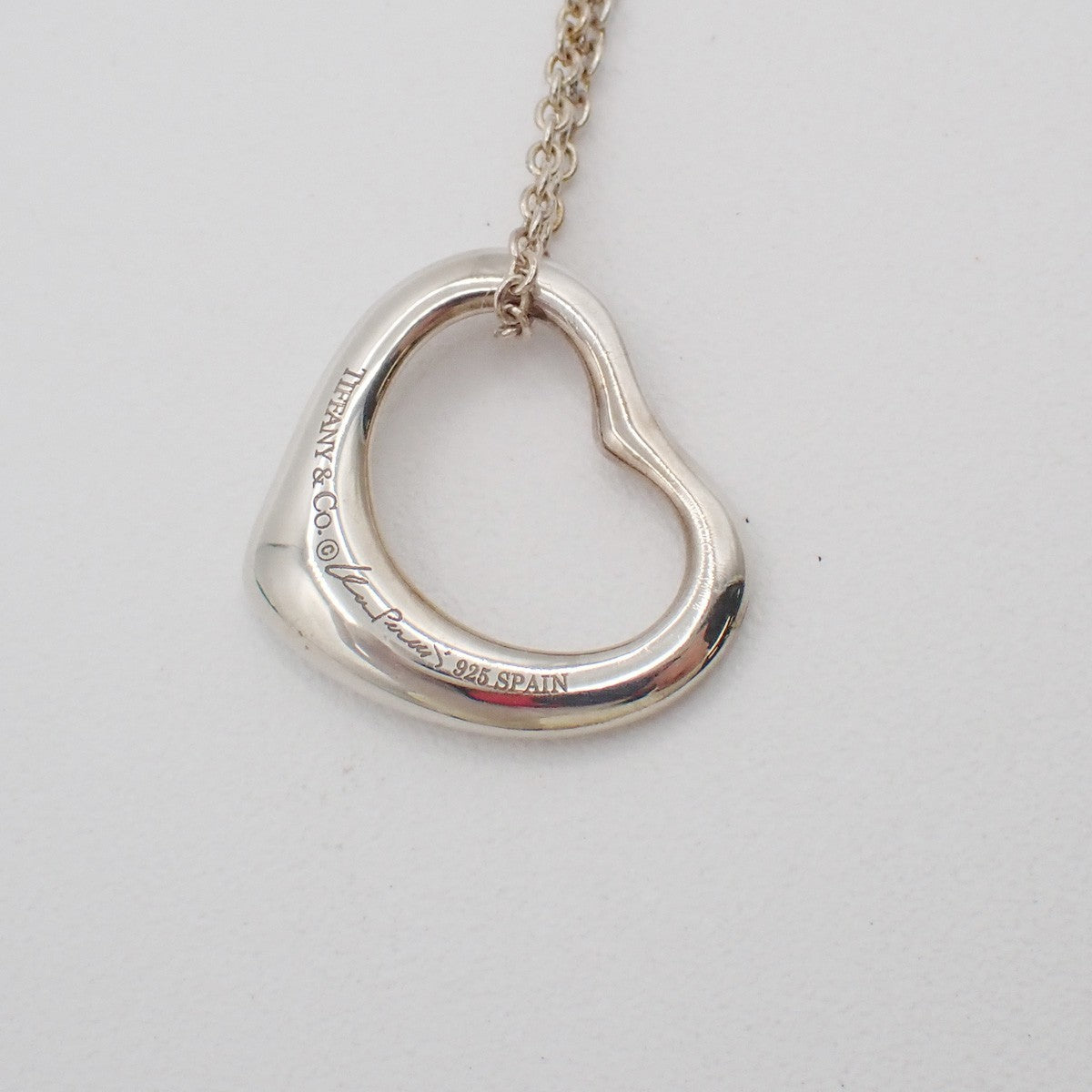TIFFANY & CO. Logo Open Heart 16mm Chain Necklace Silver AG925 02EG156
