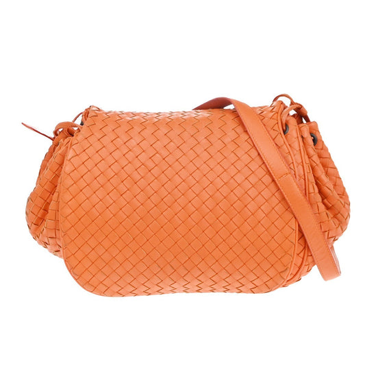 BOTTEGA VENETA Logo Intrecciato Shoulder Hand Bag Leather Orange Italy 95MA530
