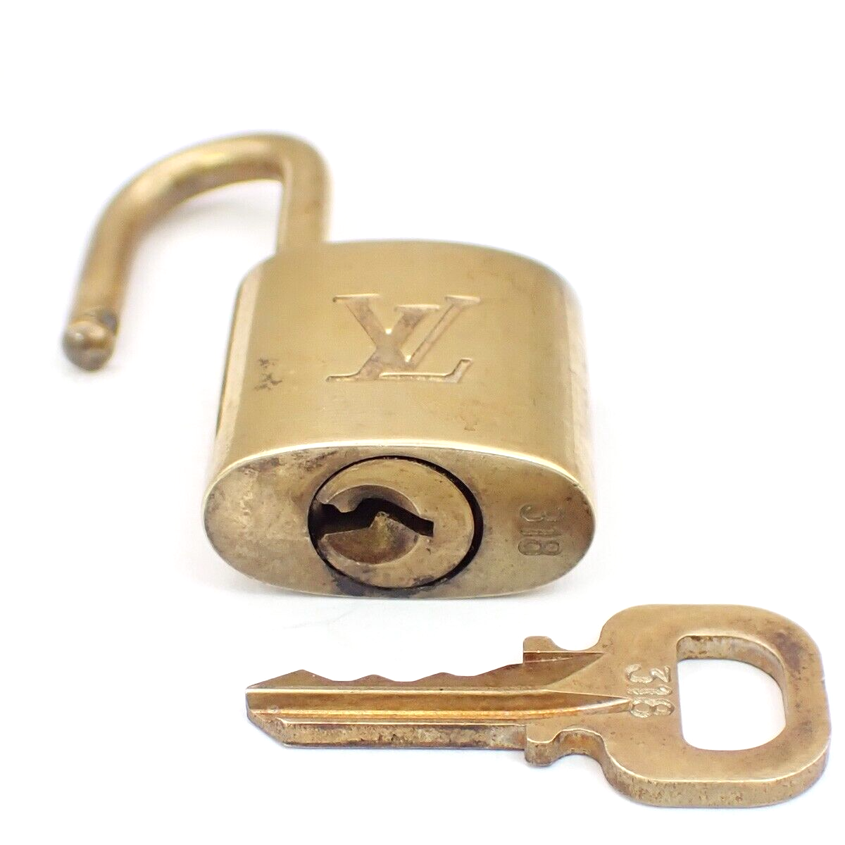 LOUIS VUITTON LV 10 Set  Padlock Key Bag Charm Cadena Gold Plated France 80YF803