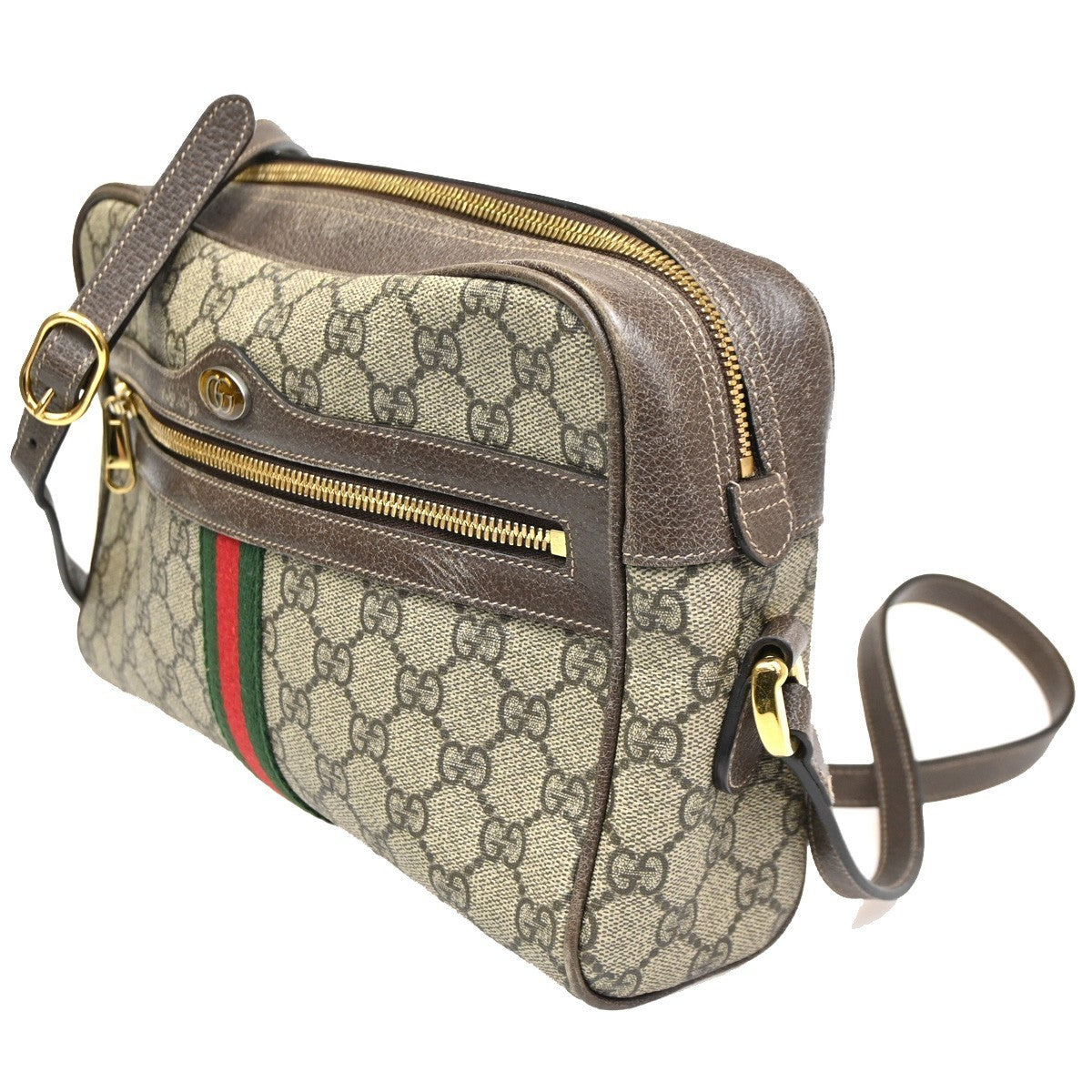 GUCCI Ophidia GG Pattern Crossbody Shoulder Bag Supreme Leather Brown 73KC244