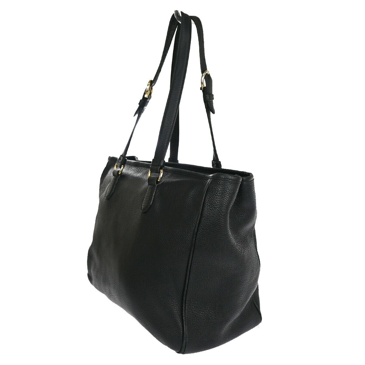 SALVATORE FERRAGAMO Logo Gancini Shoulder Bag Leather Black Gold Italy 63YC962
