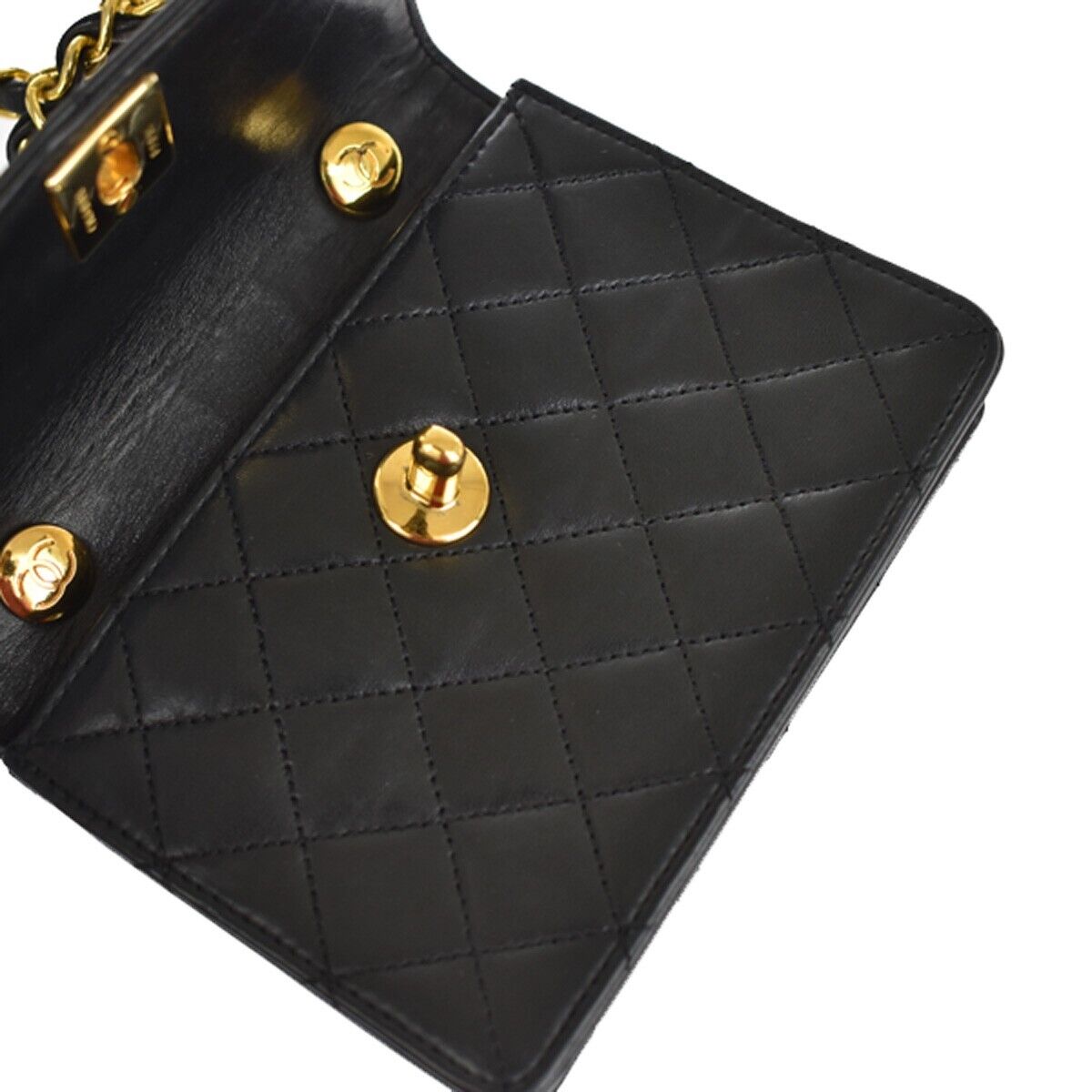 CHANEL CC Mini Matelasse Chain Shoulder Bag Leather Black GHW Vintage 386RC974