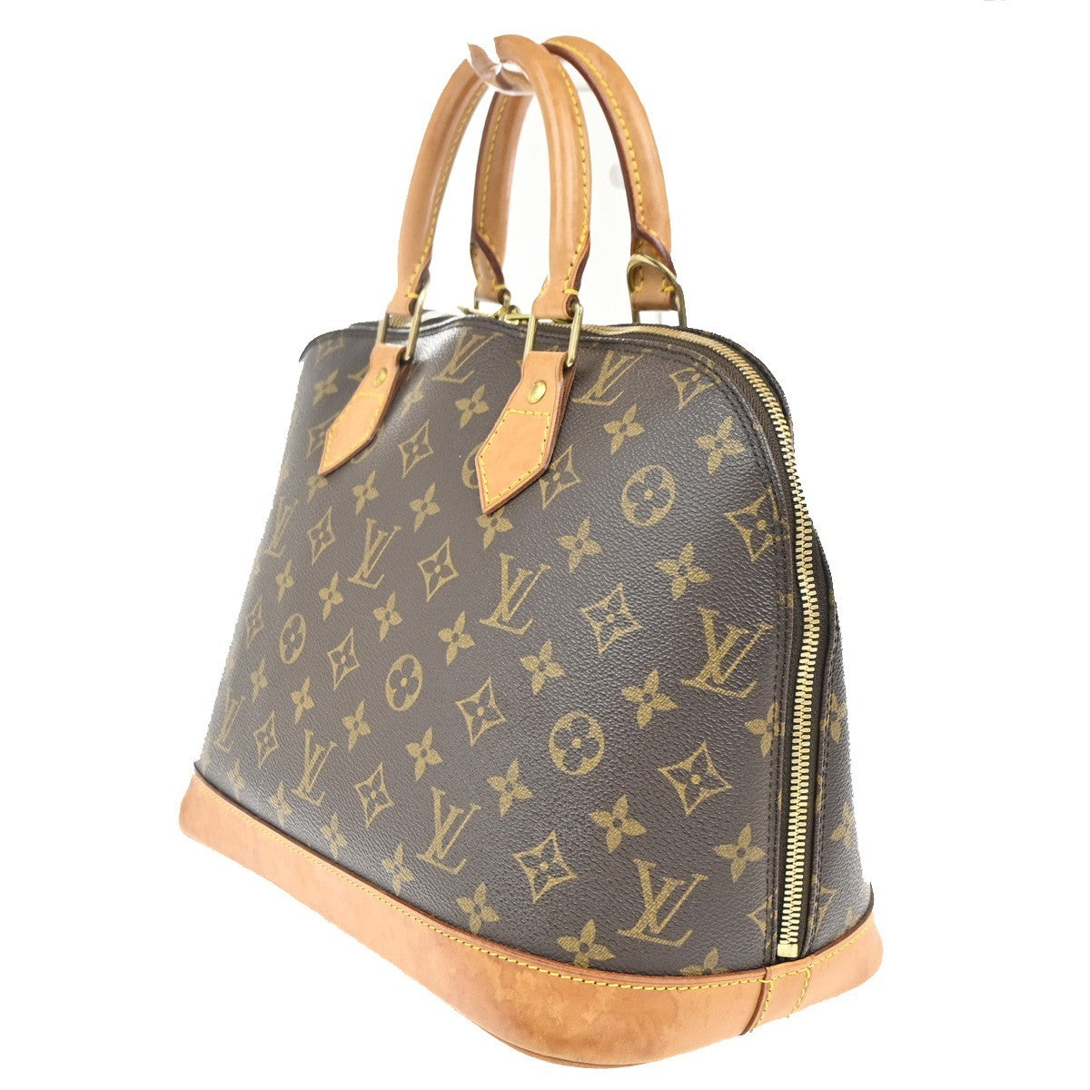LOUIS VUITTON LV Logo Alma Hand Bag Monogram Leather Brown France M51130 76MA230