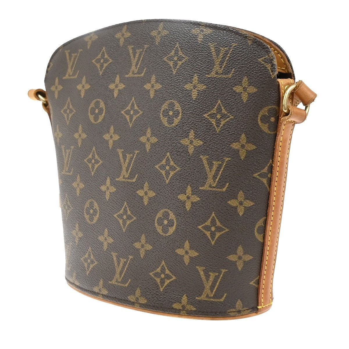 LOUIS VUITTON Logo Drouot Shoulder Bag Monogram Leather Brown M51290 19KB485