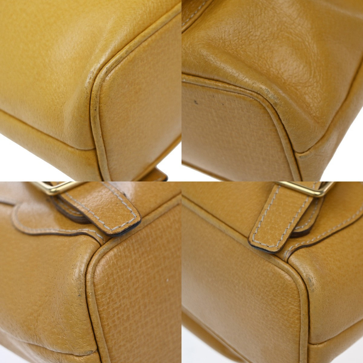 GUCCI Logo Bamboo Drawstring Mini Backpack Bag Leather Yellow GHW Italy 65KP452