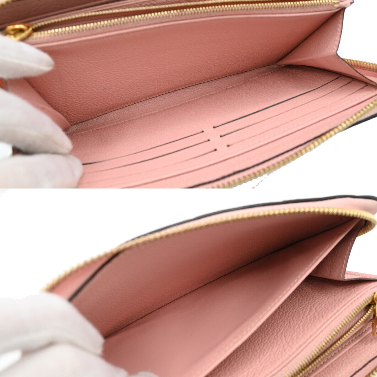 LOUIS VUITTON Zippy Wallet Long Monogram Empreinte Leather Rose M64090 89YE527