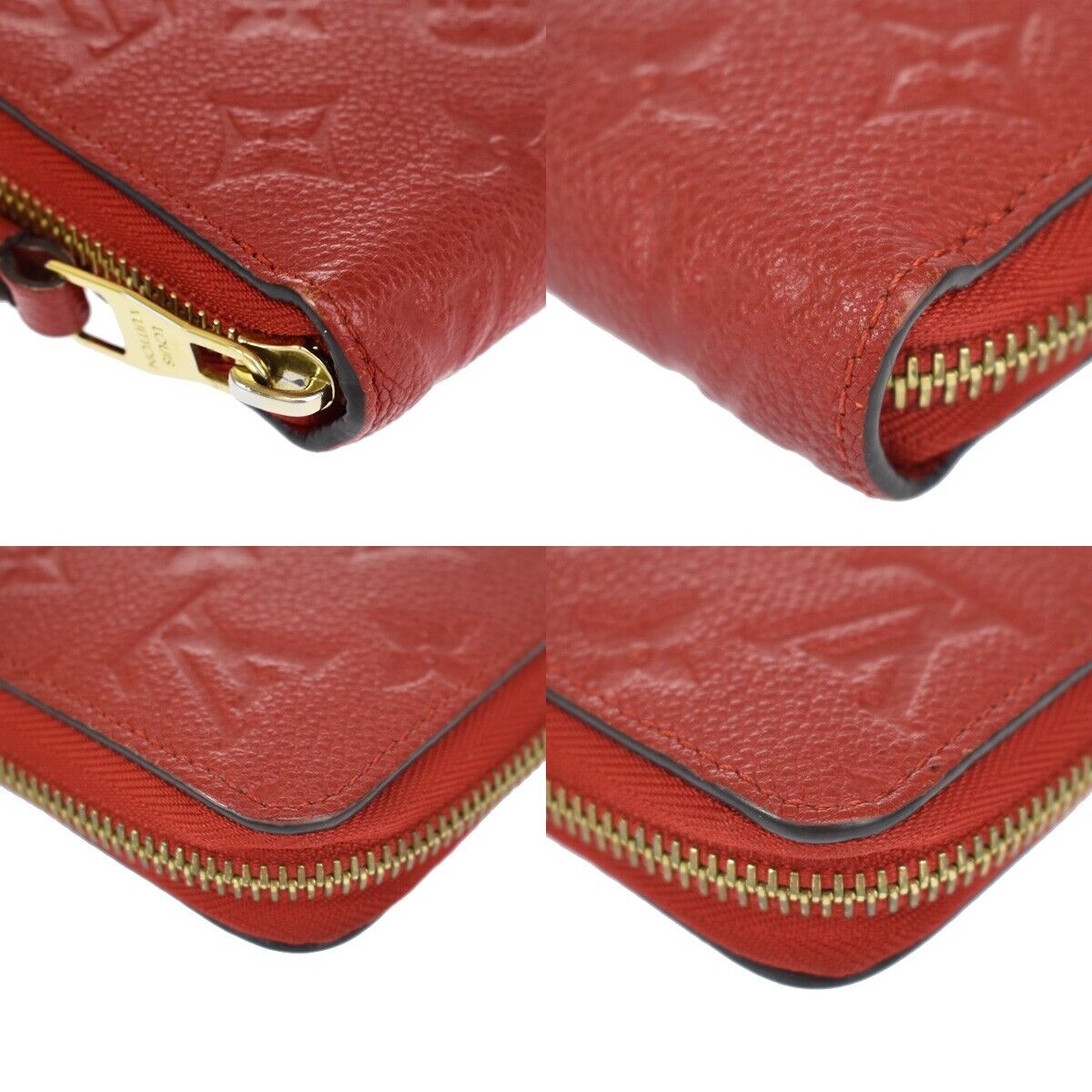 LOUIS VUITTON Zippy Wallet Monogram Empreinte Leather Scarlet M63691 87GA838