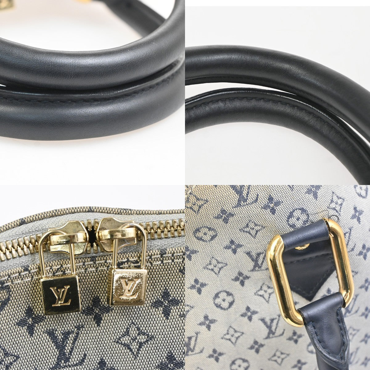 LOUIS VUITTON Alma Haut Hand Bag Monogram Mini Leather Blue M92202 80YJ018