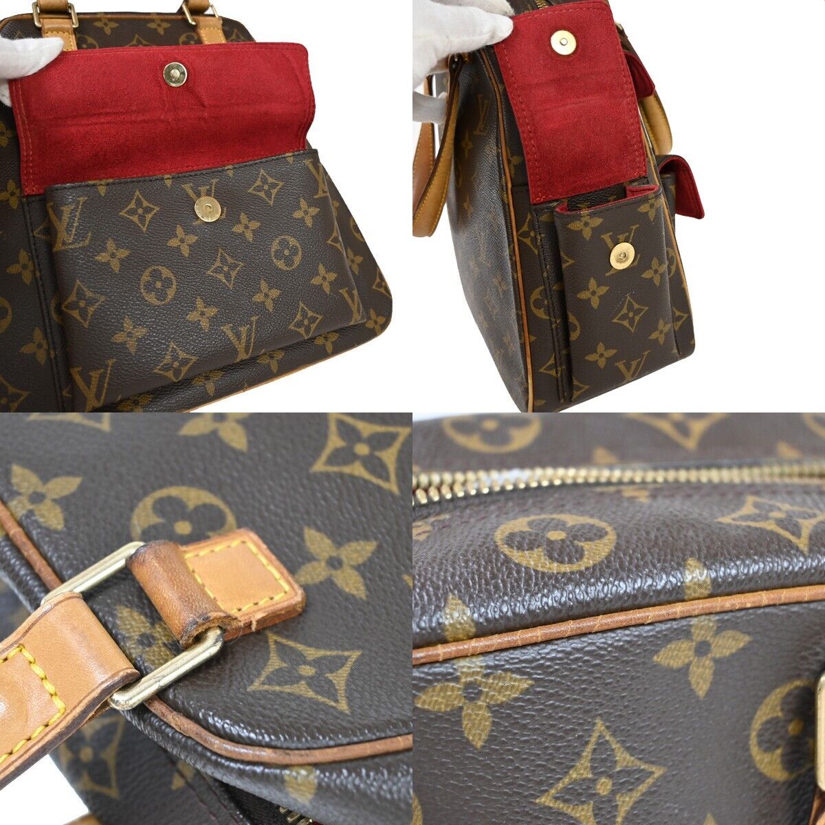 LOUIS VUITTON LV Excentri Cite Hand Bag Monogram Leather Brown M51161 72EA840