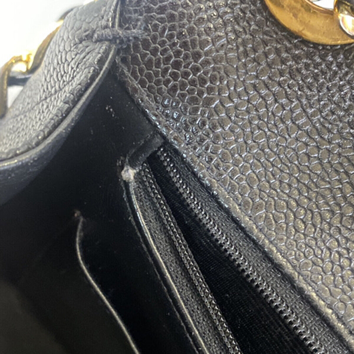 CHANEL CC Bias Stitch Chain Shoulder Bag Grained Calfskin Leather BK 744RK771