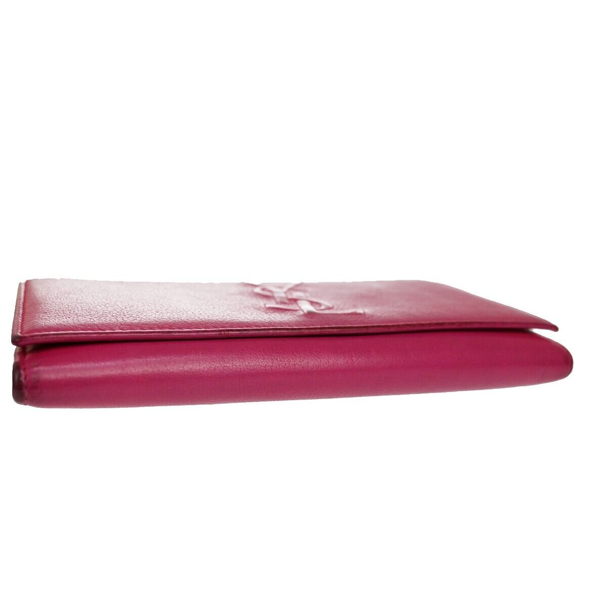 YVES SAINT LAURENT YSL Logo Long Zipper Wallet Purse Leather Pink 66SH355