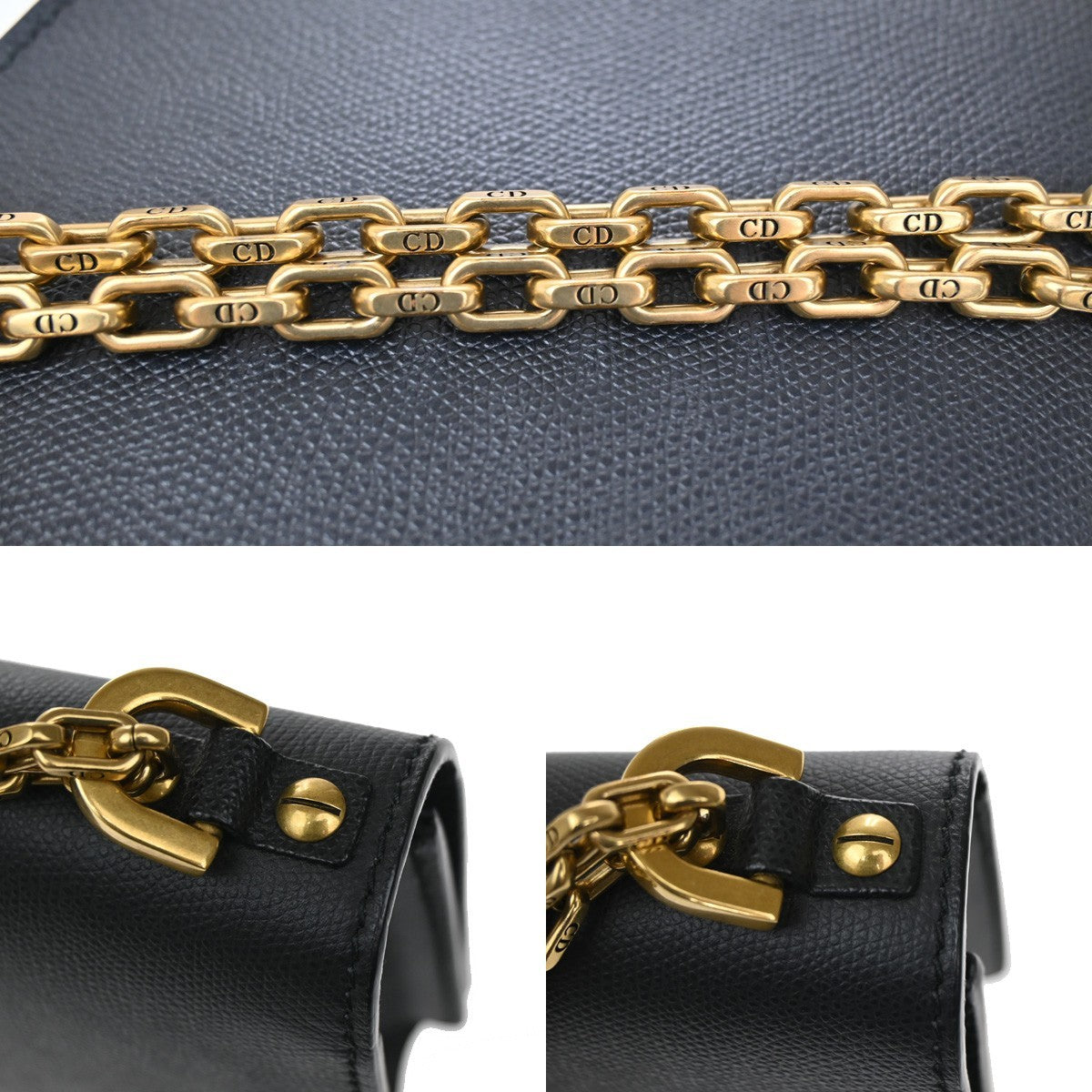 49.Live CHRISTIAN DIOR J'ADIOR Chain Shoulder Bag Leather Gray 41RL350