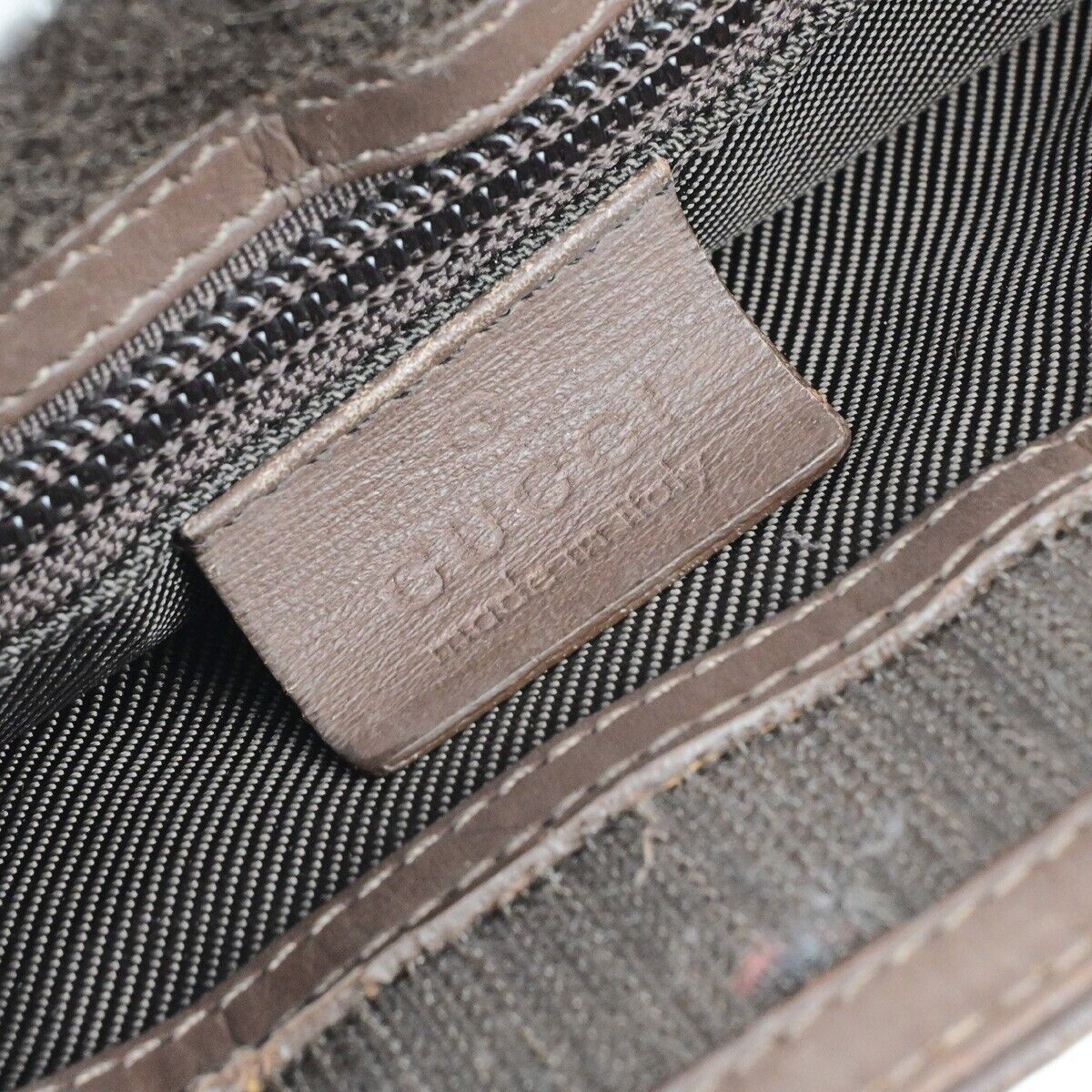 GUCCI Logo GG Pattern Shoulder  Bag Canvas Leather Brown Silver Italy 66ED404