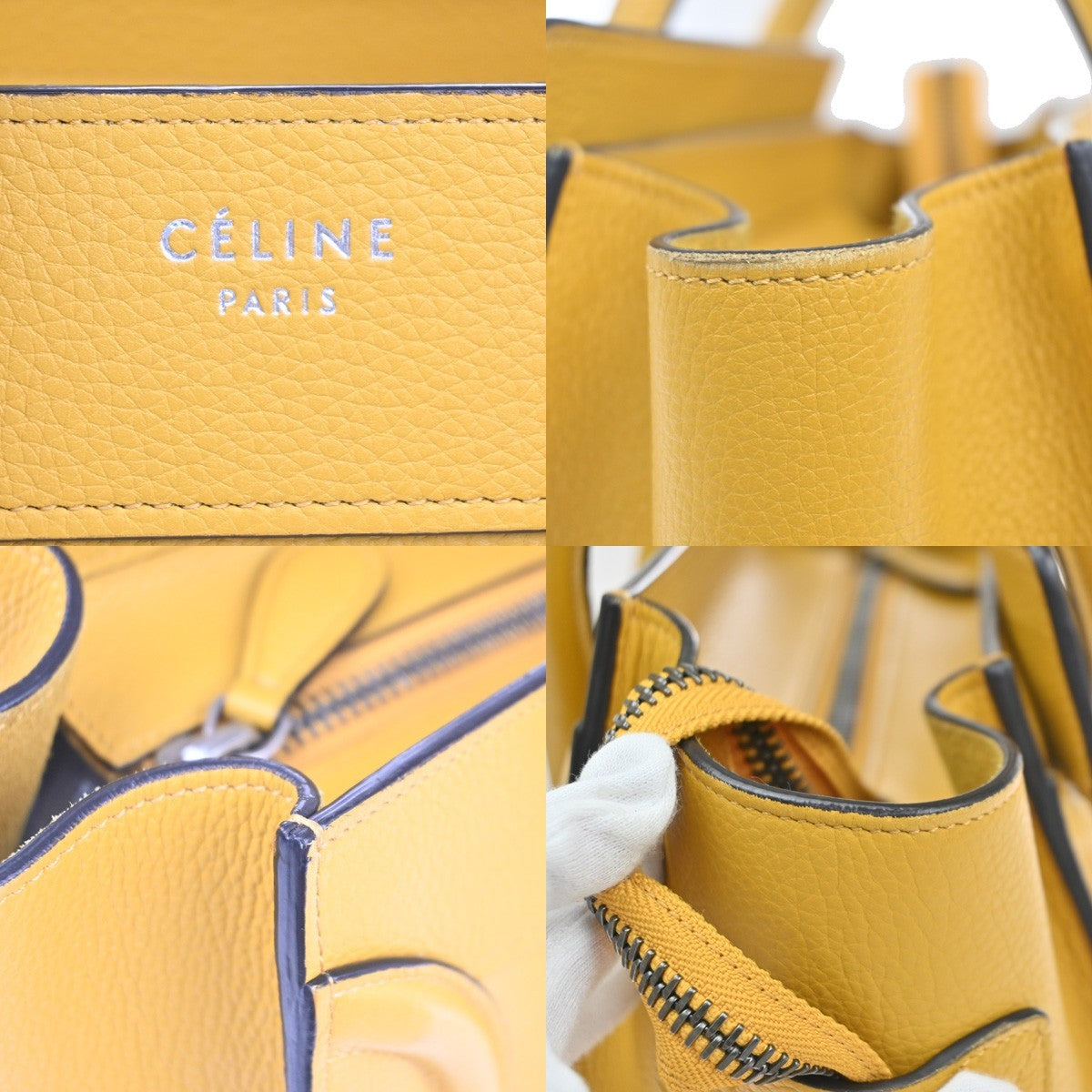 CELINE Luggage Micro Top Handle Tote Hand Bag Leather Yellow SHW Italy 667RL904