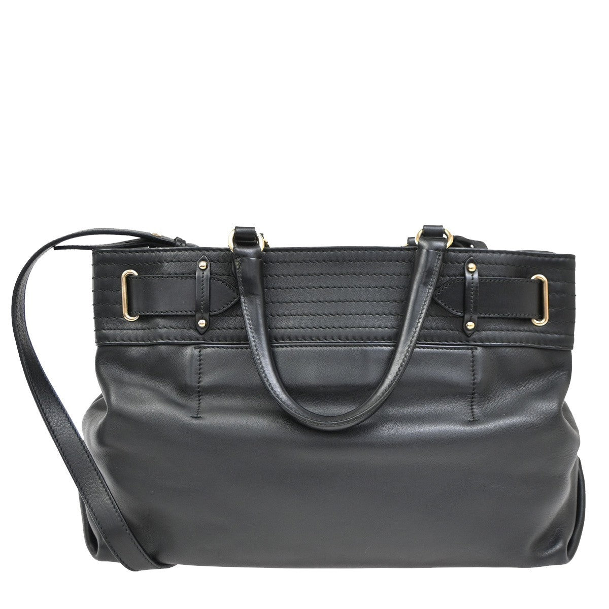 SALVATORE FERRAGAMO Gancini 2Way Shoulder Bag Leather Black GHW Italy 81RL585