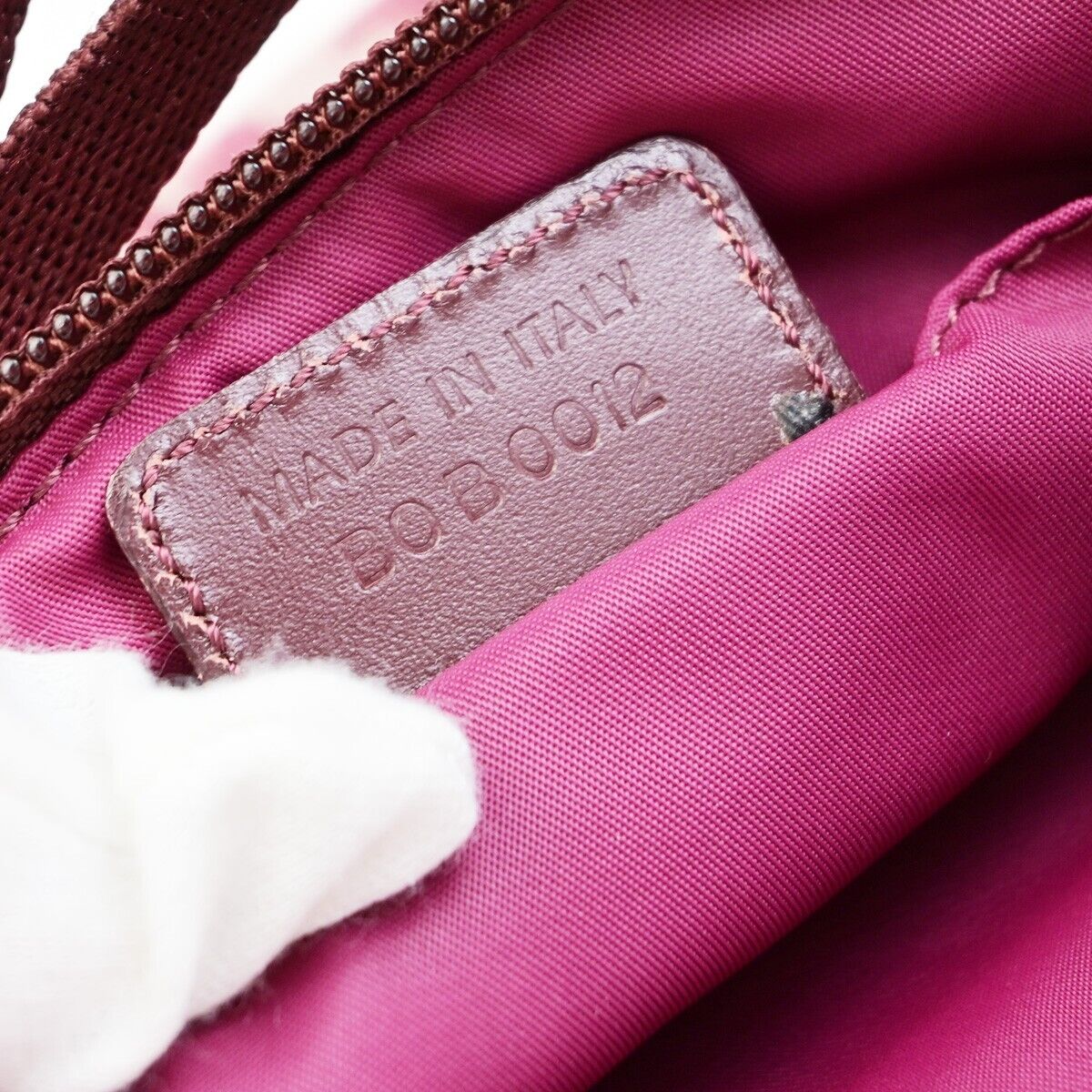 CHRISTIAN DIOR Logo Trotter Pattern Hand Bag Canvas Leather Red SHW 95EE049