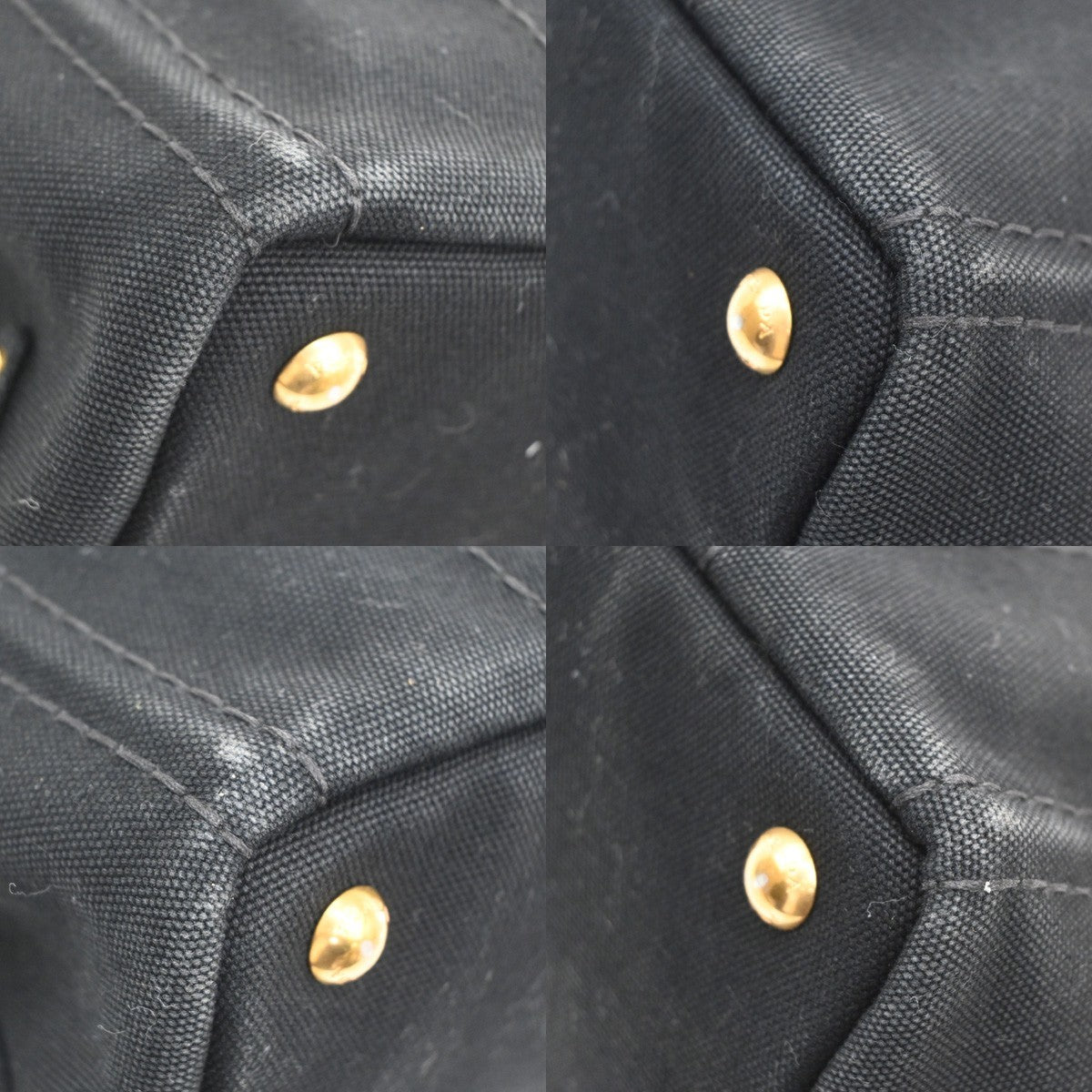 PRADA Logo Canapa 2Way Shoulder Hand Bag Canvas Leather Black GHW 77KB733