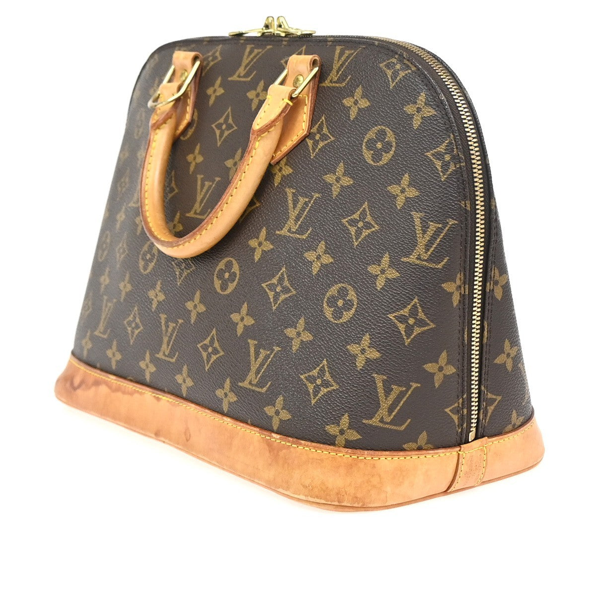 LOUIS VUITTON LV Logo Alma Hand Bag Monogram Leather Brown France M51130 73TA598