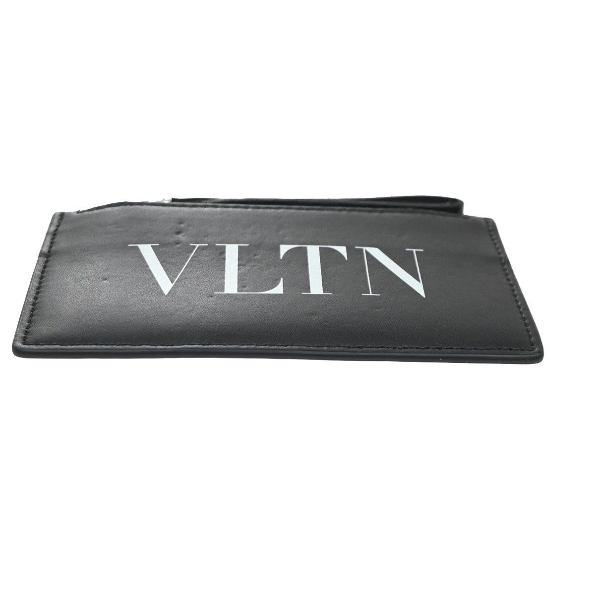 VALENTINO GARAVANI VLTN Logo Coin Wallet Card Holder Studs Leather Black 67KP228